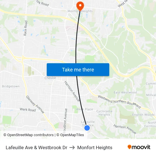 Lafeuille Ave & Westbrook Dr to Monfort Heights map