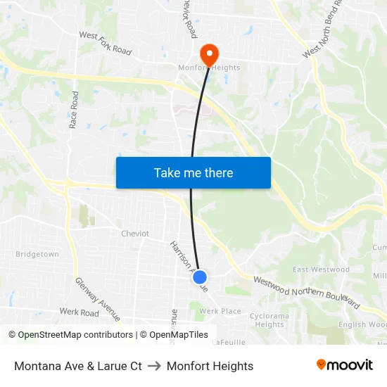 Montana Ave & Larue Ct to Monfort Heights map
