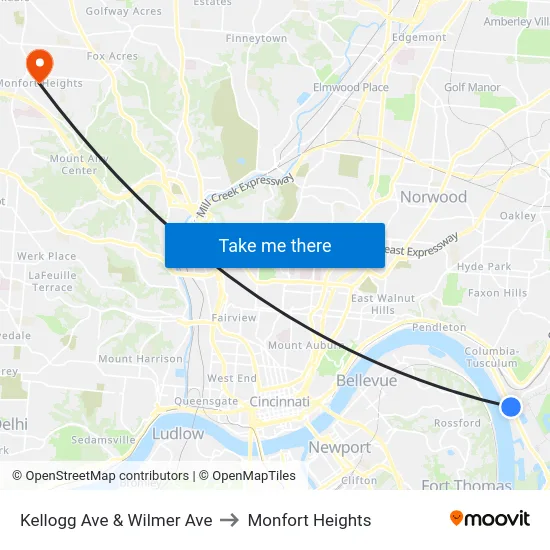 Kellogg Ave & Wilmer Ave to Monfort Heights map