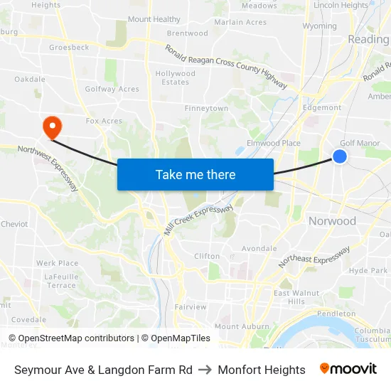 Seymour Ave & Langdon Farm Rd to Monfort Heights map