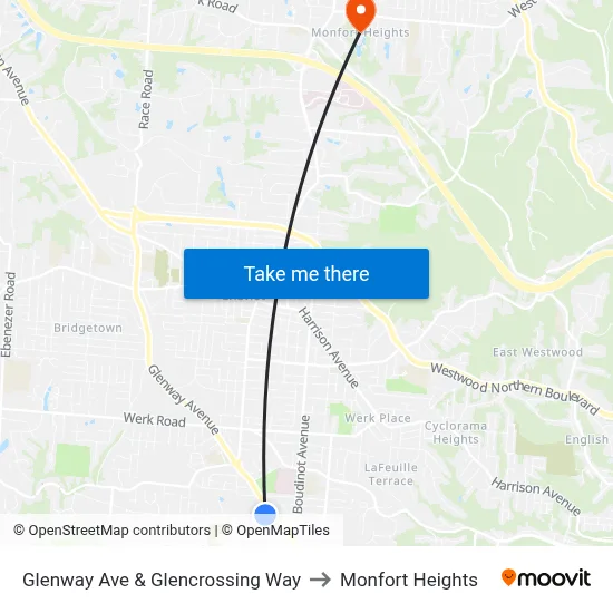 Glenway Ave & Glencrossing Way to Monfort Heights map
