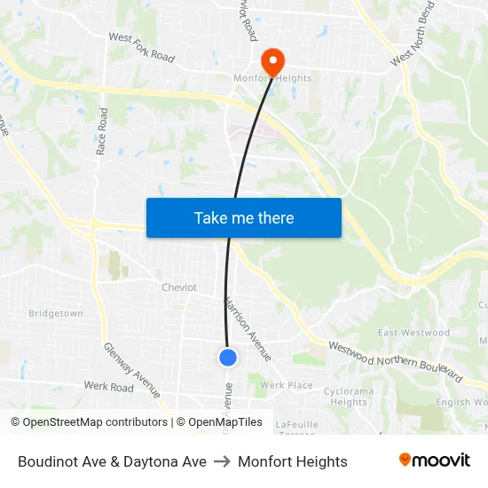 Boudinot Ave & Daytona Ave to Monfort Heights map