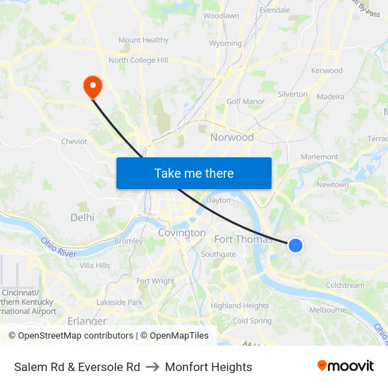 Salem Rd & Eversole Rd to Monfort Heights map