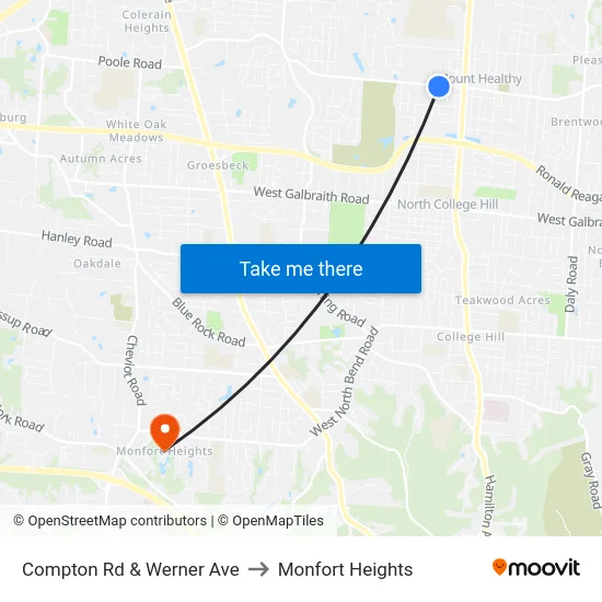 Compton Rd & Werner Ave to Monfort Heights map
