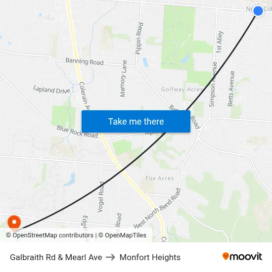 Galbraith Rd & Mearl Ave to Monfort Heights map