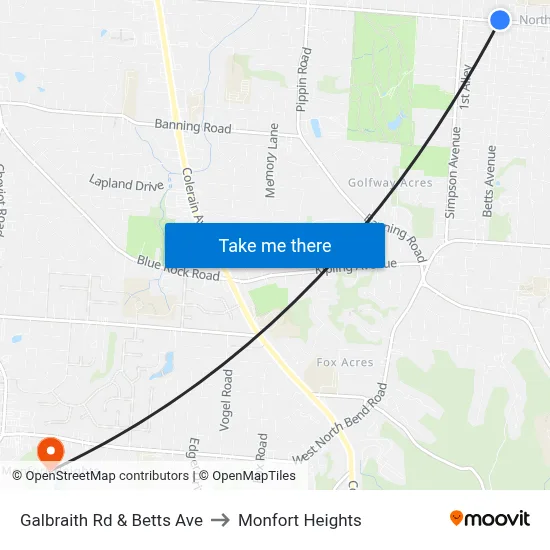 Galbraith Rd & Betts Ave to Monfort Heights map