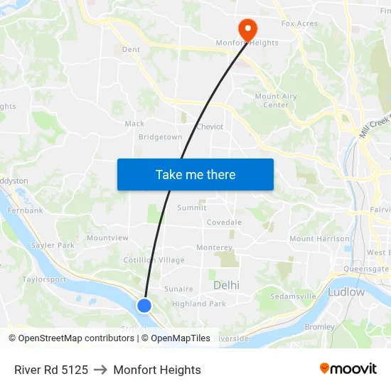 River Rd 5125 to Monfort Heights map