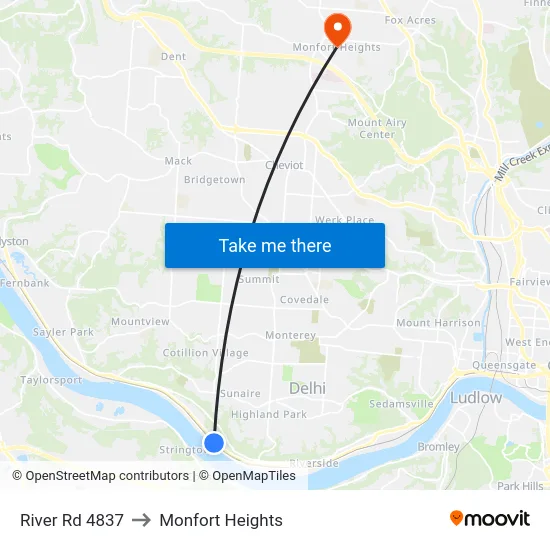 River Rd 4837 to Monfort Heights map