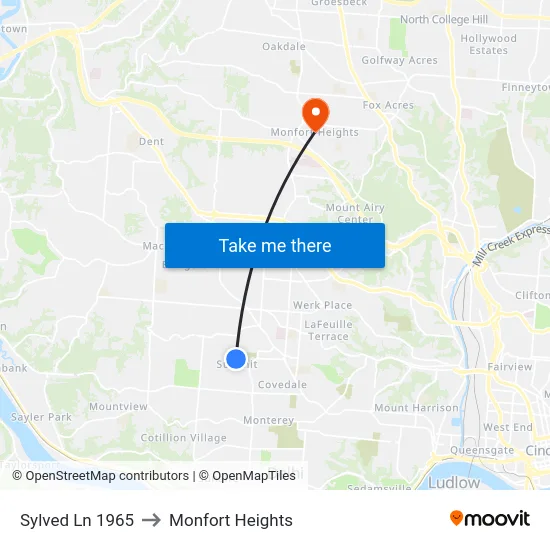 Sylved Ln 1965 to Monfort Heights map
