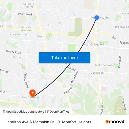 Hamilton Ave & Mcmakin St to Monfort Heights map