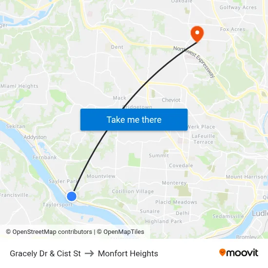 Gracely Dr & Cist St to Monfort Heights map