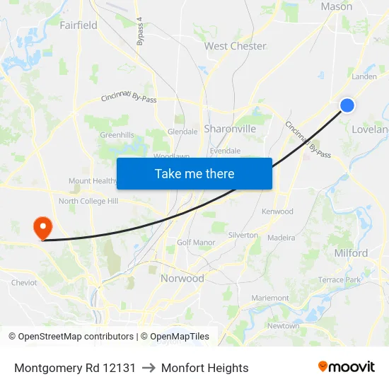Montgomery Rd 12131 to Monfort Heights map