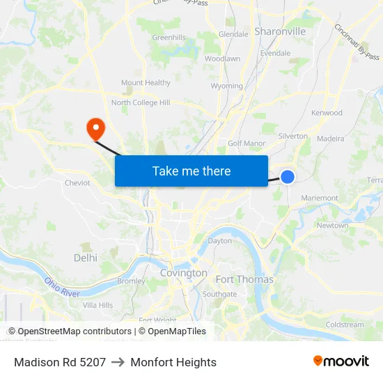 Madison Rd 5207 to Monfort Heights map