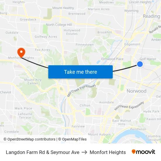 Langdon Farm Rd & Seymour Ave to Monfort Heights map
