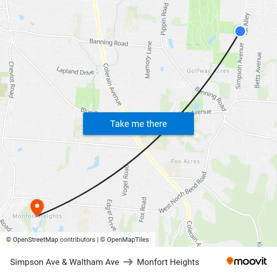 Simpson Ave & Waltham Ave to Monfort Heights map