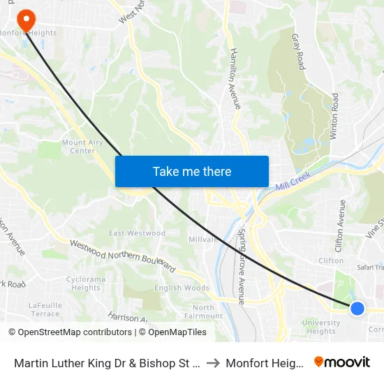 Martin Luther King Dr & Bishop St Wb to Monfort Heights map