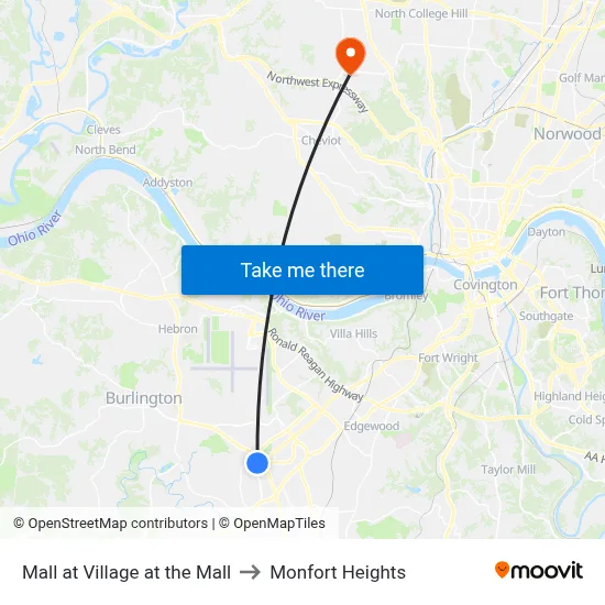 Mall at Village at the Mall to Monfort Heights map