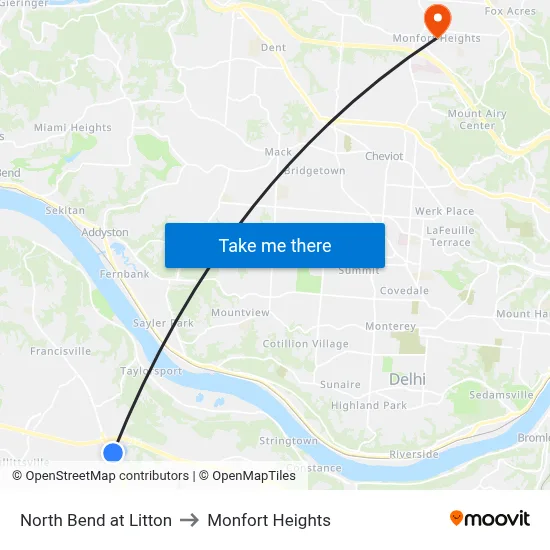 North Bend at Litton to Monfort Heights map