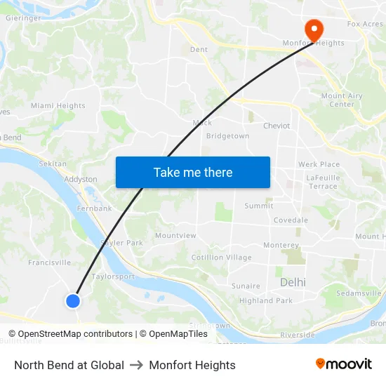 North Bend at Global to Monfort Heights map