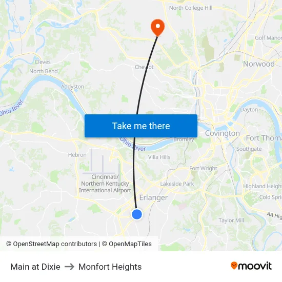 Main at Dixie to Monfort Heights map