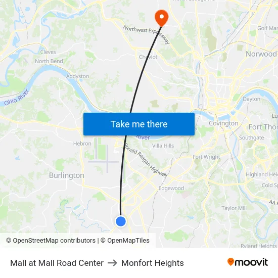 Mall at Mall Road Center to Monfort Heights map