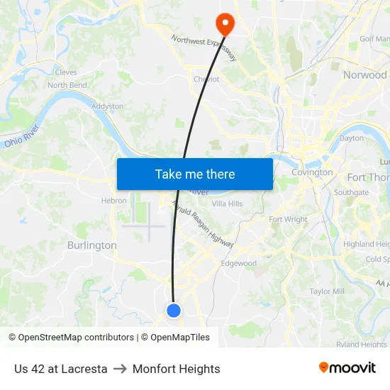 Us 42 at Lacresta to Monfort Heights map