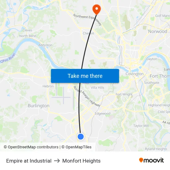 Empire at Industrial to Monfort Heights map