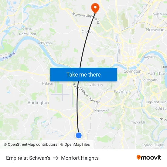 Empire at Schwan's to Monfort Heights map