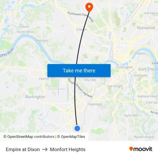 Empire at Dixon to Monfort Heights map