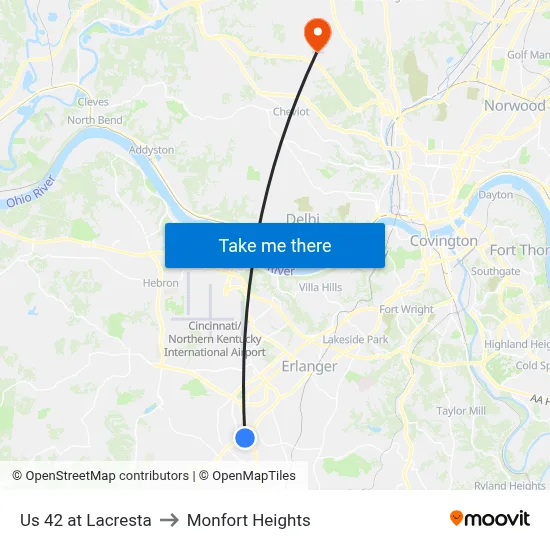 Us 42 at Lacresta to Monfort Heights map