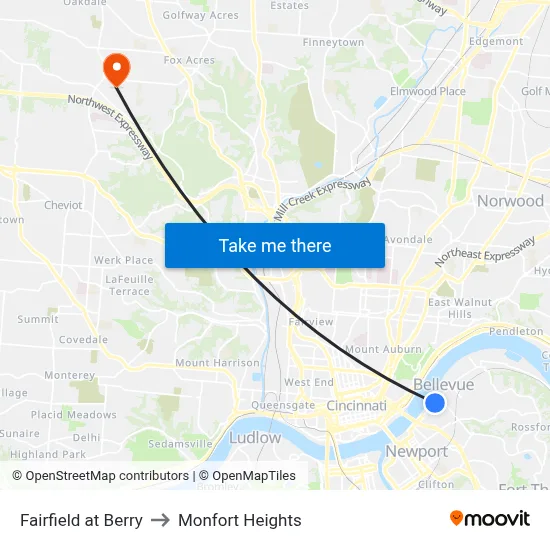 Fairfield at Berry to Monfort Heights map