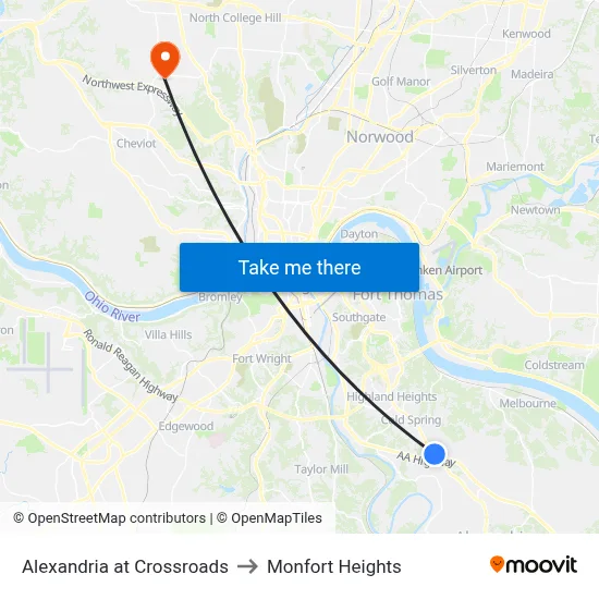 Alexandria at Crossroads to Monfort Heights map