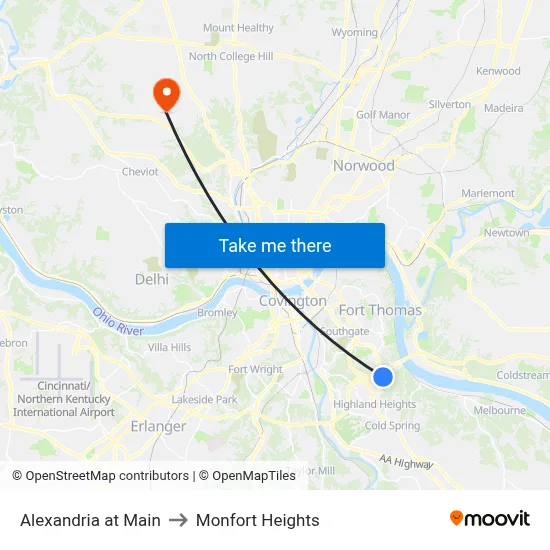 Alexandria at Main to Monfort Heights map