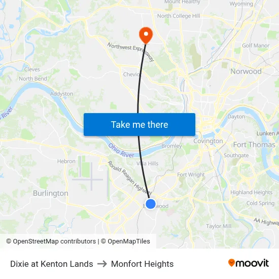 Dixie at Kenton Lands to Monfort Heights map