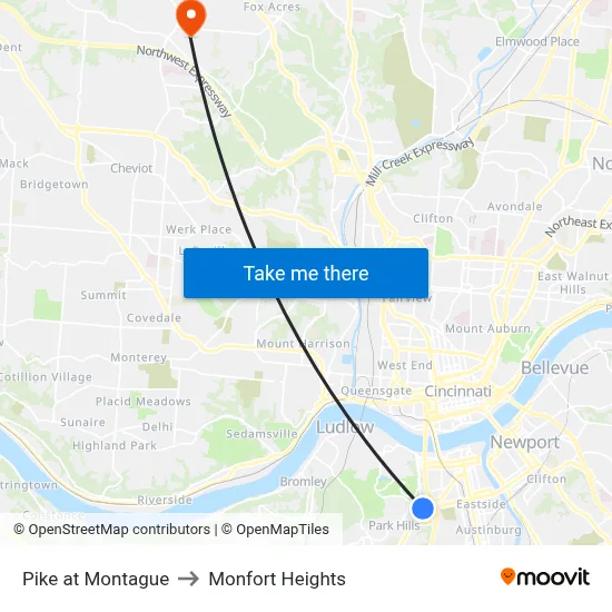 Pike at Montague to Monfort Heights map