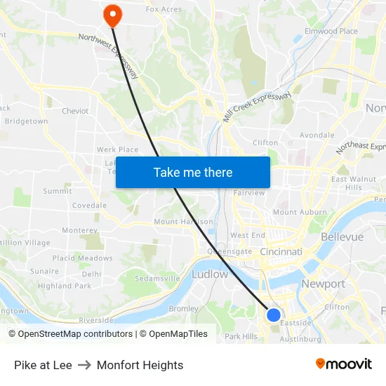 Pike at Lee to Monfort Heights map
