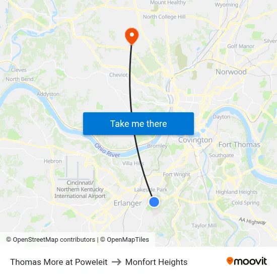 Thomas More at Poweleit to Monfort Heights map