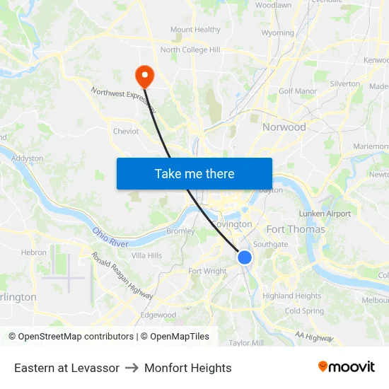 Eastern at Levassor to Monfort Heights map