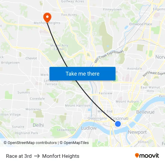 Race at 3rd to Monfort Heights map