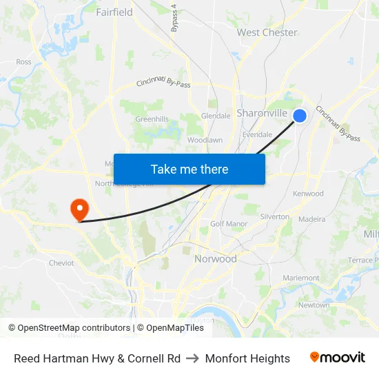 Reed Hartman Hwy & Cornell Rd to Monfort Heights map