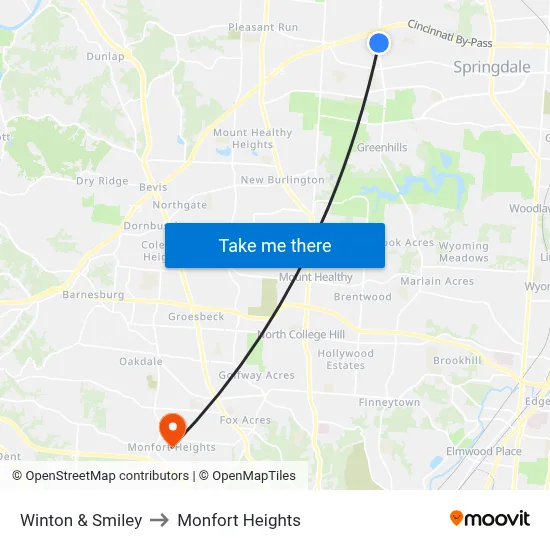 Winton & Smiley to Monfort Heights map