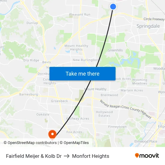 Fairfield Meijer & Kolb Dr to Monfort Heights map