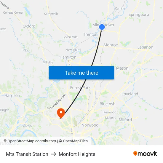 Mts Transit Station to Monfort Heights map