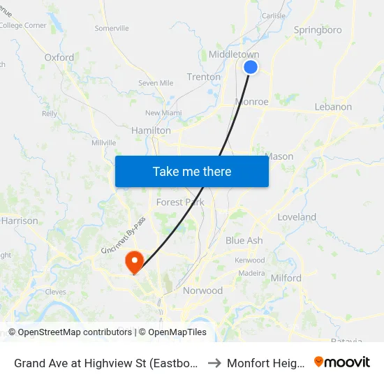Grand Ave at Highview St (Eastbound) to Monfort Heights map