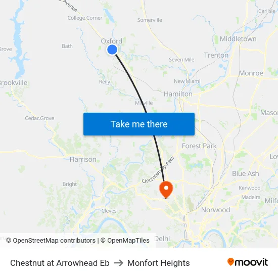 Chestnut at Arrowhead Eb to Monfort Heights map