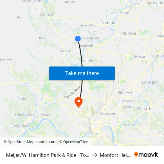 Meijer/W. Hamilton Park & Ride - To Oxford to Monfort Heights map