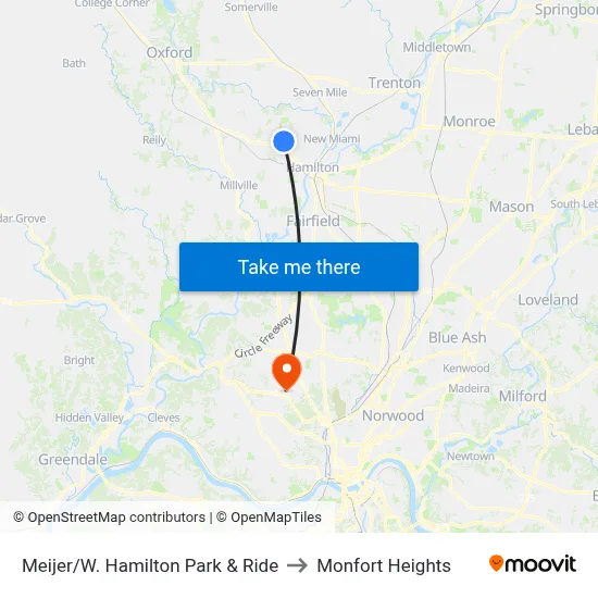 Meijer/W. Hamilton Park & Ride to Monfort Heights map