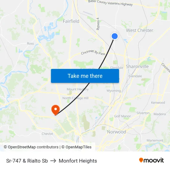 Sr-747 & Rialto Sb to Monfort Heights map