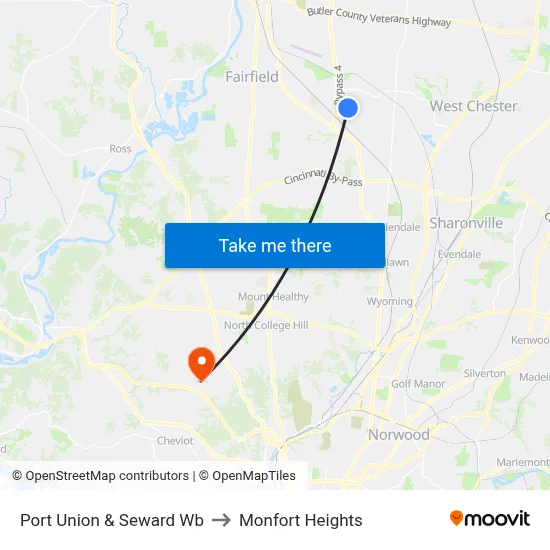 Port Union & Seward Wb to Monfort Heights map