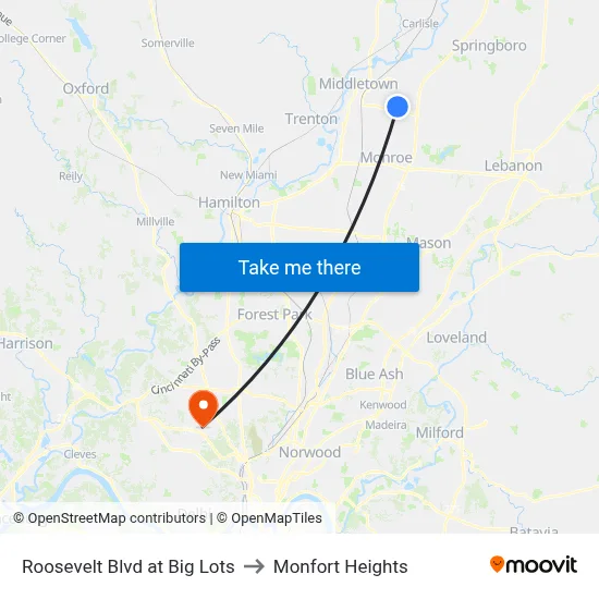 Roosevelt Blvd at Big Lots to Monfort Heights map